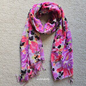 Lily Pulitzer Cashmere Silk Murfee Scarf Pink Floral Pop Pink in the Garden